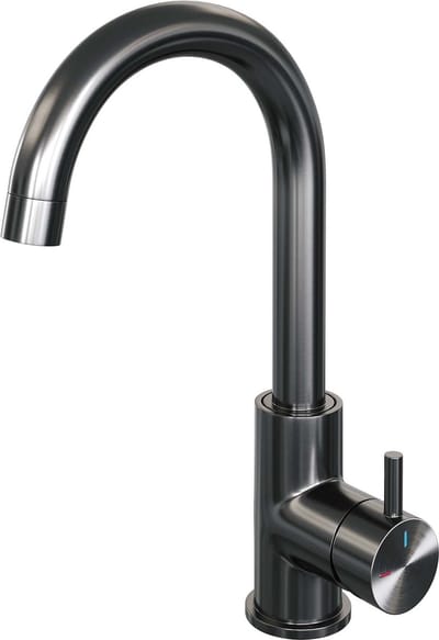 Brauer Gunmetal Edition Wastafelmengkraan opbouw - hoog - draaibaar - ronde uitloop - model b - PVD - geborsteld gunmetal