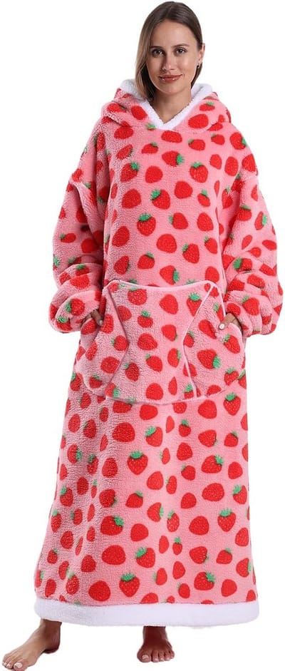 Extra Grote Hoodiedeken met Mouwen en Zakken - Ultra Zacht Flanel Fleece Comfort Kleed Uniseks