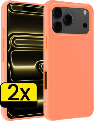 Hoesje - 2 Stuks - Geschikt voor Apple iPhone 17 Pro - Sterk & Shockproof - Case Siliconen - Back Cover - Telefoon Hoes - Telefoonhoesjes - Perzik