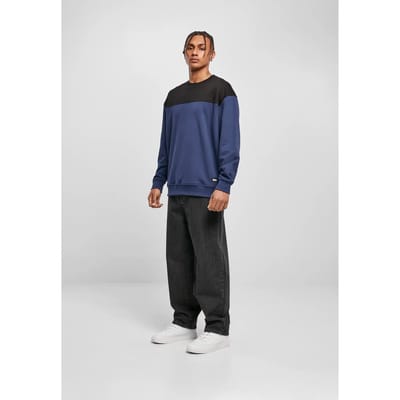 Urban Classics - Upper Block Crewneck sweater/trui - M - Blauw/Zwart