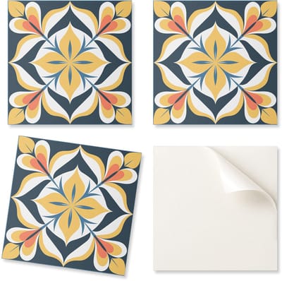 Zelfklevende vinyltegels met print voor de woonkamer, stijlvol bloemenpatroon, 20x20x20 cm