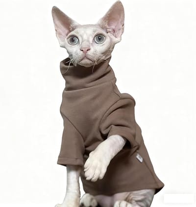 OLOEY Hondenshirt van katoen- zacht hondenshirt- puppykleding met lange mouwen voor kleine en middelgrote honden en katten- outfits voor Teddy Frenchie- Teckel- Yorkshire Terrier (bruin- klein)