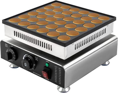 Wafelmachine 36 gaten - Pannenkoekenmaker Elektrisch - Ontbijt Bereiden - Temperatuurregeling - 33x32x20 cm - Zwart en zilver