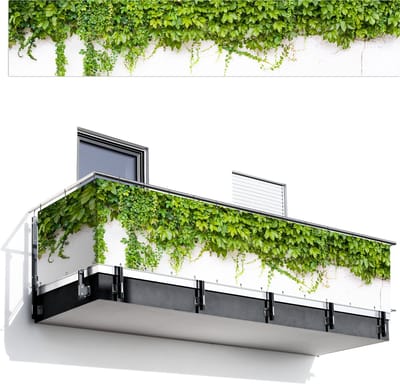 Balkonscherm 500x100 cm - Balkonposter Klimop - Groene bladeren - Muur - Wit - Balkon scherm decoratie - Balkonschermen - Balkondoek zonnescherm