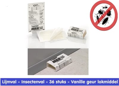 LIJMVAL MET VANILLE LOKMIDDEL - 36 STUKS - INSECTENVANGER - BEDWANTSEN- INSECTENVERJAGER- INSECTENVAL - ZILVERVISJESVAL