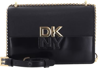 DKNY Leren Schoudertas Echo Chain Flap Crossbody Bag Blk / Gold Zwart