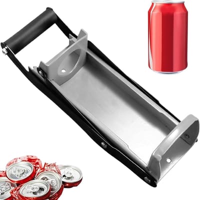 Aluminium Blikpers - Recyclinggereedschap Flesopener - Afval Verminderen - Ruimtebesparend Ontwerp - 8 x 11.7 x 8 cm - Zilver