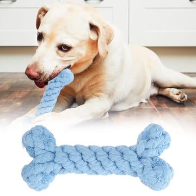 Forme d'Animal de Dessin Animé Tissage Pur Manuel Corde en Coton pour Animaux de Compagnie Mordre Mâcher Jouet Molaire pour Chiens Type 1 beige