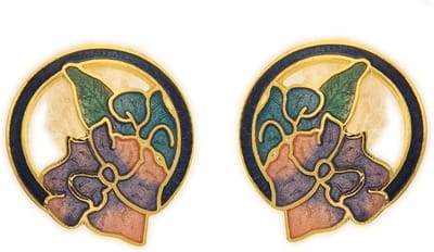 Behave Dames oorclips met gekleurde bloemen