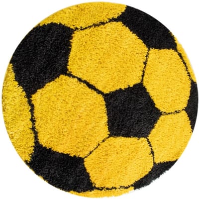 Muratap Fun voetbal kinderkamer rond vloerkleed hoogpolig 120 cm
