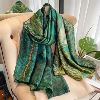 Luxe Groene Zijden Sjaal 90*180Cm Dames Zachte Gladde Sjaals Hoofddoek Hijab Buiten Sjaal Lange Sjaal Strandlaken 90X180CM black