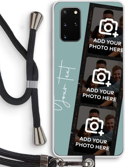 Gepersonaliseerd - Case Company® - Hoesje met koord geschikt voor Samsung Galaxy S20 Plus hoesje met Koord - Filmrol N°1 - Telefoonhoesje met Zwart Koord - Bescherming aan alle Kanten en Over de Schermrand