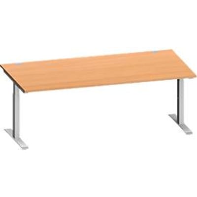 Schäfer Shop Genius bureau MODENA FLEX, rechthoekig, T-poot rechthoekige buis, B 2000 x D 1000 x H 650-850 mm, beuken/wit alu