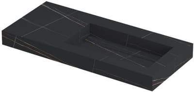 INK Pitch Wastafel Keramische Slab Rechts met Drain en Front en Side Skirts Zonder Kraangat - 1000x450x90 mm - Lauren Black Mat