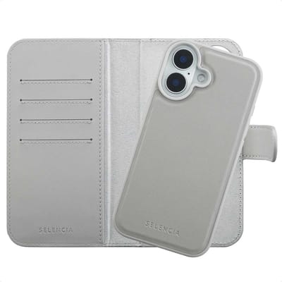Selencia Hoesje - Geschikt voor Apple iPhone 16 - Olyn Uitneembare Bookcase geschikt voor MagSafe - Grijs