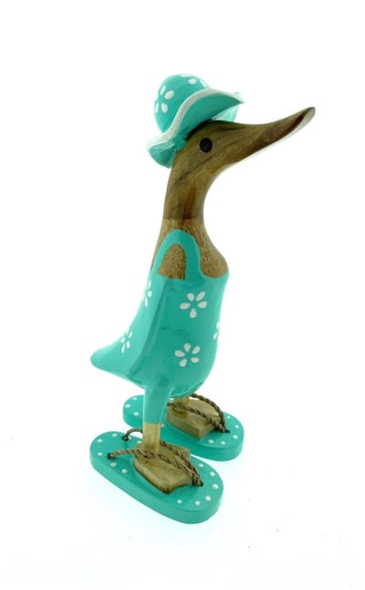 Houten eend Floris L turquoise wit
