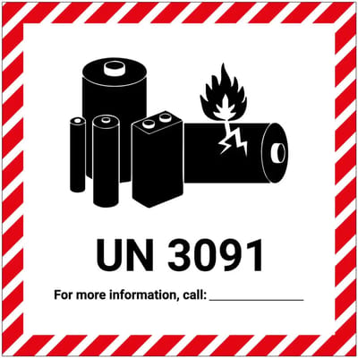 UN 3091 batterij sticker | 10 x 10 cm