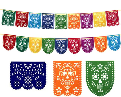 4 stks dag van de dode decoratie banners, Dag van de Doden banners voor Mexicaanse fiesta dag van de dode schedel banner halloween etc party