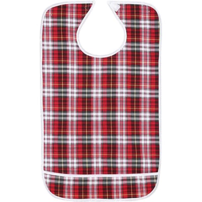 Bavoir imperméable pour adulte double couche protecteur de vêtements pour repas rouge gray