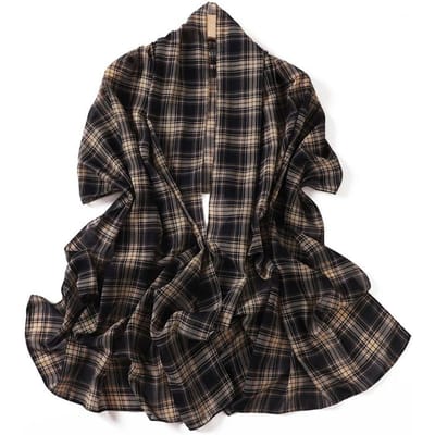 175*70cm Imprimé Carreaux Islam Long Foulard en Mousseline Foulard Enveloppé Hijabs pour Femmes Musulmanes Châle Ramadan Féminin gray