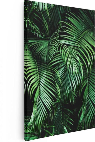 Artaza Canvas Schilderij Palmboom - 20x30 cm - Klein - Wanddecoratie Bladeren - Muurdecoratie Jungle - Kamer Accessoires