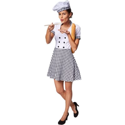 dressforfun - Vrouwenkostuum chef-kokkin XL - verkleedkleding kostuum halloween verkleden feestkleding carnavalskleding carnaval feestkledij partykleding - 301511