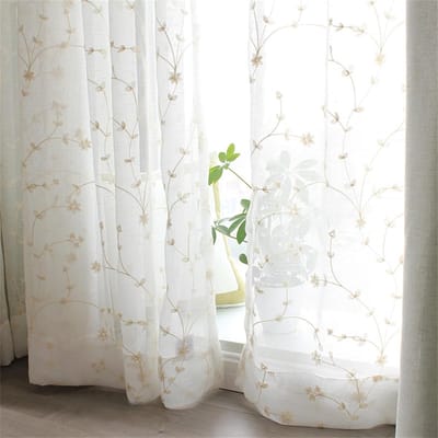 Goodivery ® Romantische Witte Voile Gordijnen Met Ruches Voor Landelijke Stijl En Vintage Sfeer