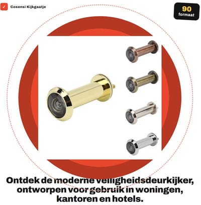 Dailygoods- Kijkgaatje Roterende Privacybescherming - Ultra HD Lens - Antidiefstalhoek 220 Graden - Voor Deurdikte 55-90 mm - Veiligheid Voor Thuis/Kantoor/Hotel - Deurkijker