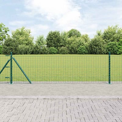 vidaXL - Euro-hek - met - betonnen - voetstuk - 10 - x - 0,6 - m - PVC-Coated - Staal - Mesh