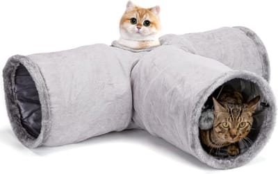 SCH® Kattentunnel - Kattenspeelgoed - Kattenspeeltjes - Grijs- ‎30cm x 30cmx 5cm; 400 g