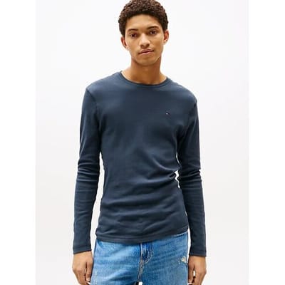 Tommy Jeans Tommy Hilfiger TJM Original geribde longsleeve T-shirt Heren BLACK IRIS XS
