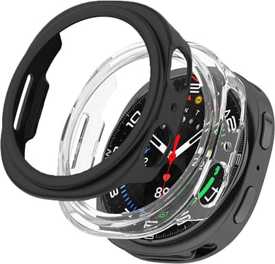 Stravo 2-Pack Screen Protector Case zonder Glas voor Samsung Galaxy Watch 9 40mm / Samsung Galaxy Watch 8 40mm - Semi Cover Hard Case / Beschermend Hoesje - Transparent + Zwart - Samsung Galaxy Watch 9/8 40mm Bescherming