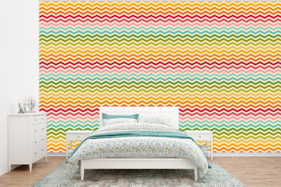 Behang - Fotobehang Patroon - Regenboog - Retro - Breedte 320 cm x hoogte 240 cm