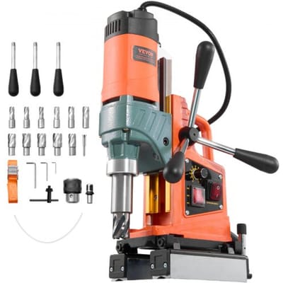 VEVOR Magnetische Boormachine 1400W 50mm Boordiameter, Omkeerbare Richting, Magnetische Boormachine voor Metalen Oppervlakten, Elektrische Kernboormachine met 11 Kernbits voor Industriële Doe-Het-Zelf Oranje