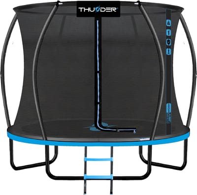 Thunder Trampoline 244 cm – Ronde Tuintrampoline – Max. 150 kg – Met Ladder – Blauw
