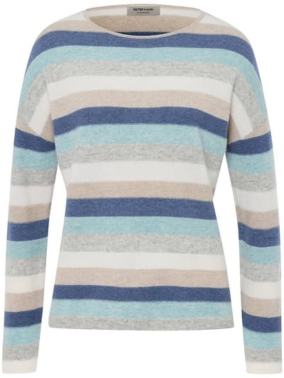 Trui ronde hals 100% kasjmier Van Peter Hahn blauw