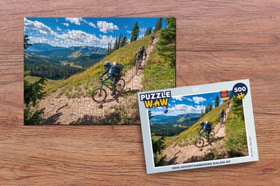 Puzzel Drie mountainbikers dalen af - Legpuzzel - Puzzel 500 stukjes