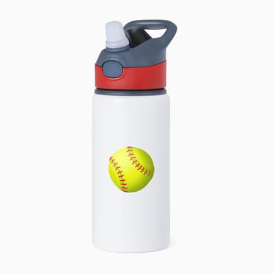 Hacebo® - Honkballer waterfles met rietje rood - Honkbal - Honkballers - sport - bal - cadeau - water fles - 650ML