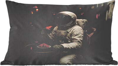 Sierkussens - Kussentjes Woonkamer - 60x40 cm - Café - Croissant - Koffie - Astronaut