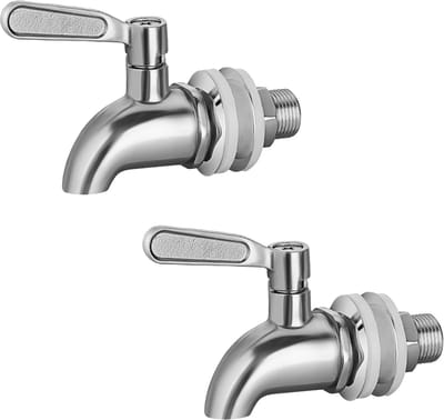 2 Pack Stainless Steel Beverage Dispenser Replacement Spigot - No Lead Dispenser Replacement Faucet, Polished Finish -De versie met een diameter van 16 mm is geschikt voor gaten met een diameter van 16-18 mm.