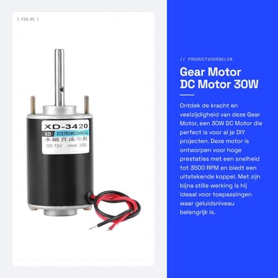 Dailygoods - Gear Motor - DC Motor 30W - Hoogwaardige prestaties - Compact formaat - Laag geluidsniveau - Ideaal voor DIY projecten - 12V 3500RPM