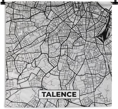 Wandkleed - Wanddoek - Kaart - Stadskaart - Talence - Plattegrond - Frankrijk - 180x180 cm - Wandtapijt