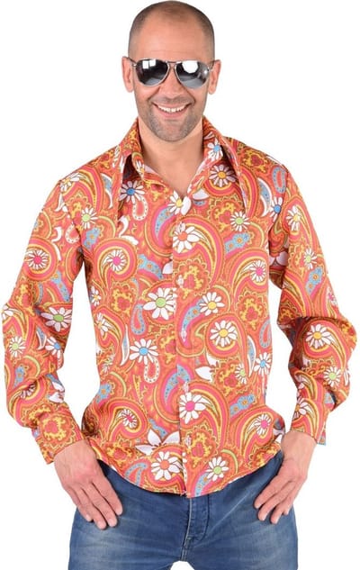 Hippie blouse Paisley oranje/bruin - Maat 48