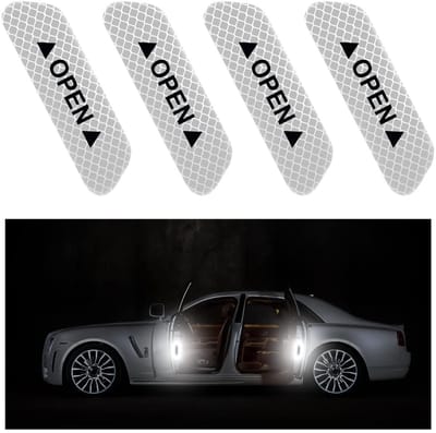 Dailygoods- Autodeurstickers Reflecterend - Zelfklevend - Waarschuwingssticker - Antibotsing - Veiligheid - 4 Stuks - 9,2 × 2,5 cm - Waarschuwingsstickers