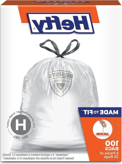 Vuilniszakken Maat H 9 Gallons - 100 Count - 5x20 Zakken - Verpakking Variabel
