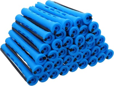 40 stuks Hittevrije Haarkrullers Blauw Elastiek Krulspelden Kort en Lang Haar