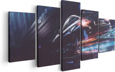 Artaza Canvas Schilderij Vijfluik Zwarte Raceauto - Abstract - 100x50 - Foto Op Canvas - Canvas Print