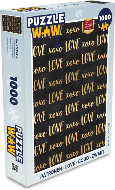 Puzzel Patronen - Love - Goud - Zwart - Legpuzzel - Puzzel 1000 stukjes volwassenen