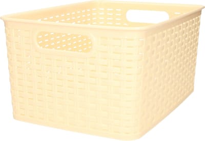Plasticforte Opbergmand - Kastmand - rotan kunststof - beige/geel - 10 Liter - 22 x 33 x 16 cm