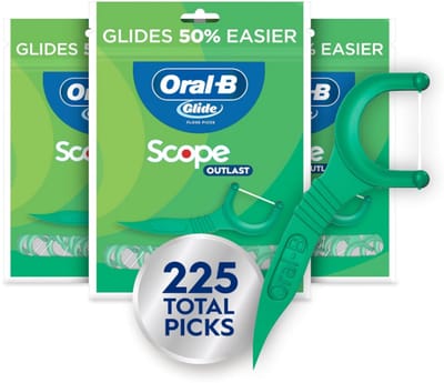 Oral-B Glide Mint Flossticks met Scope Smaak – Voordeelpack 225 Stuks (3x75) – Glijdt Soepel Tussen Tanden – Sterk & Scheurbestendig – Tandarts Aanbevolen